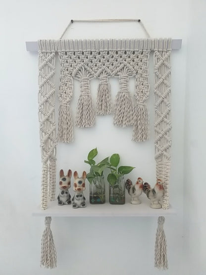 Macrame hanging shelf