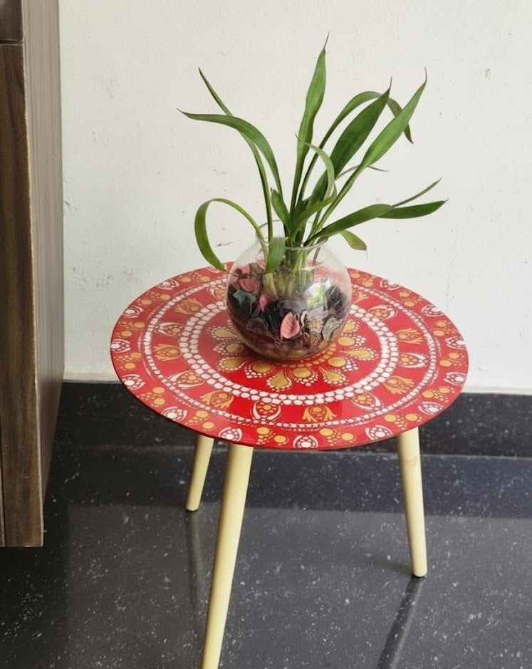 Red Mandala cofee Stool