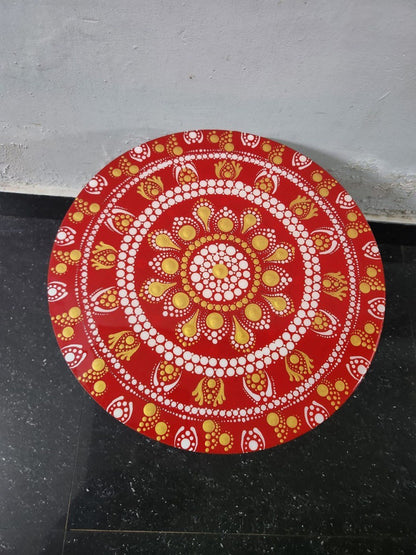 Red Mandala cofee Stool